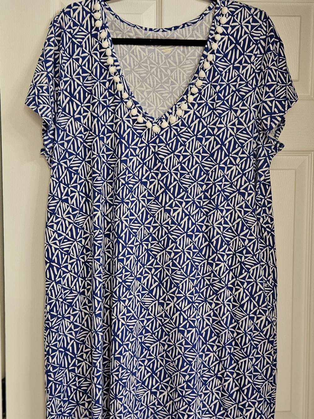 Lilly Pulitzer Etta V-Neck Shift Dress Corsica Blue Easy Peasy Sz XXL